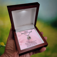 New Mom, New Love – First Mother's Day Heart Necklace with babies feet in center