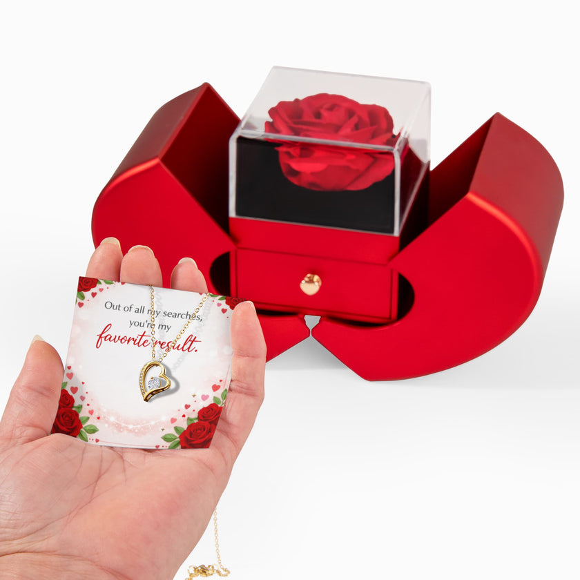 Forever Love Heart Necklace With Heart Rose Box – A Gift as Endless as Your Love
