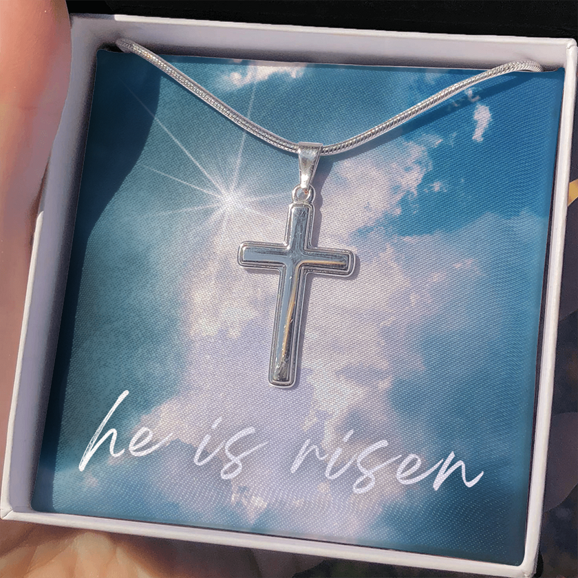 He Is Risen Cross Necklace – A Symbol of Faith and Hope