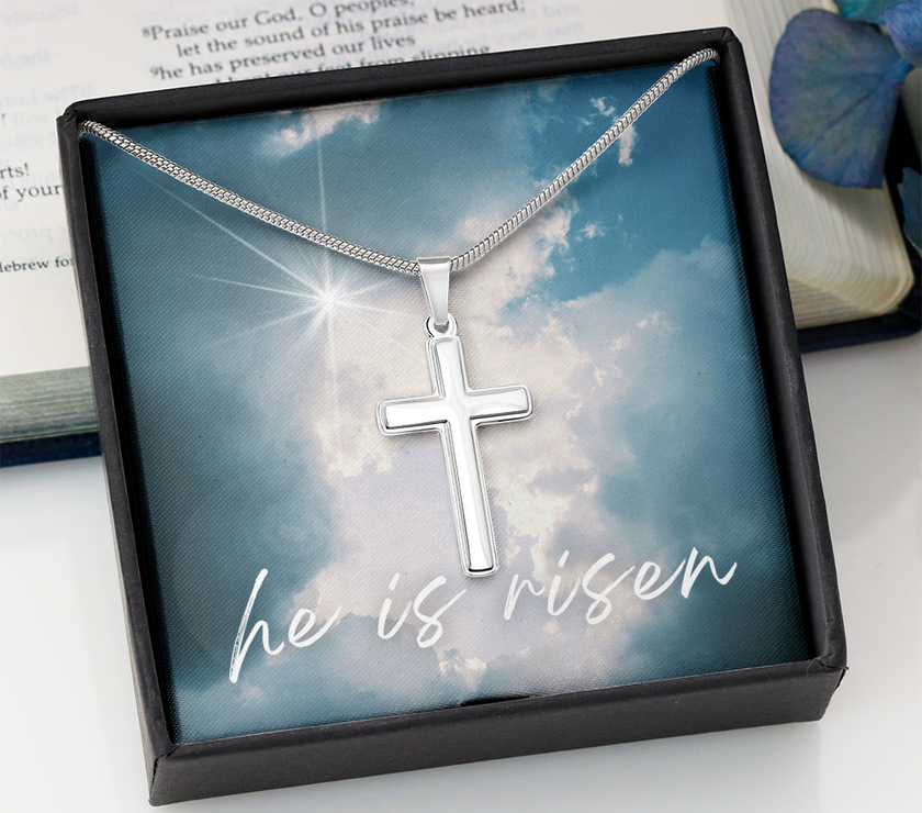 He Is Risen Cross Necklace – A Symbol of Faith and Hope