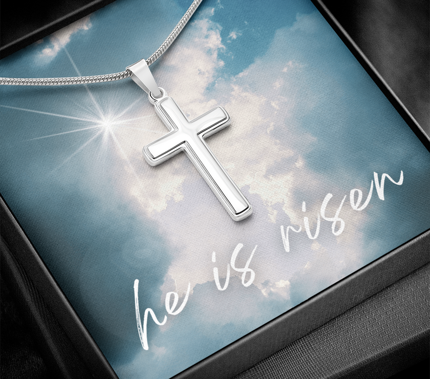 He Is Risen Cross Necklace – A Symbol of Faith and Hope