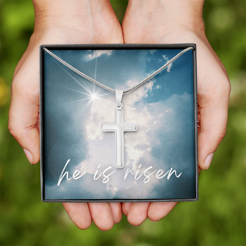 He Is Risen Cross Necklace – A Symbol of Faith and Hope