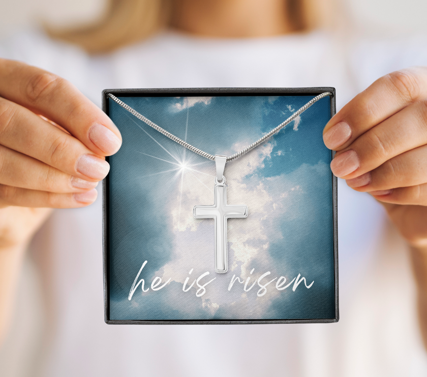 He Is Risen Cross Necklace – A Symbol of Faith and Hope