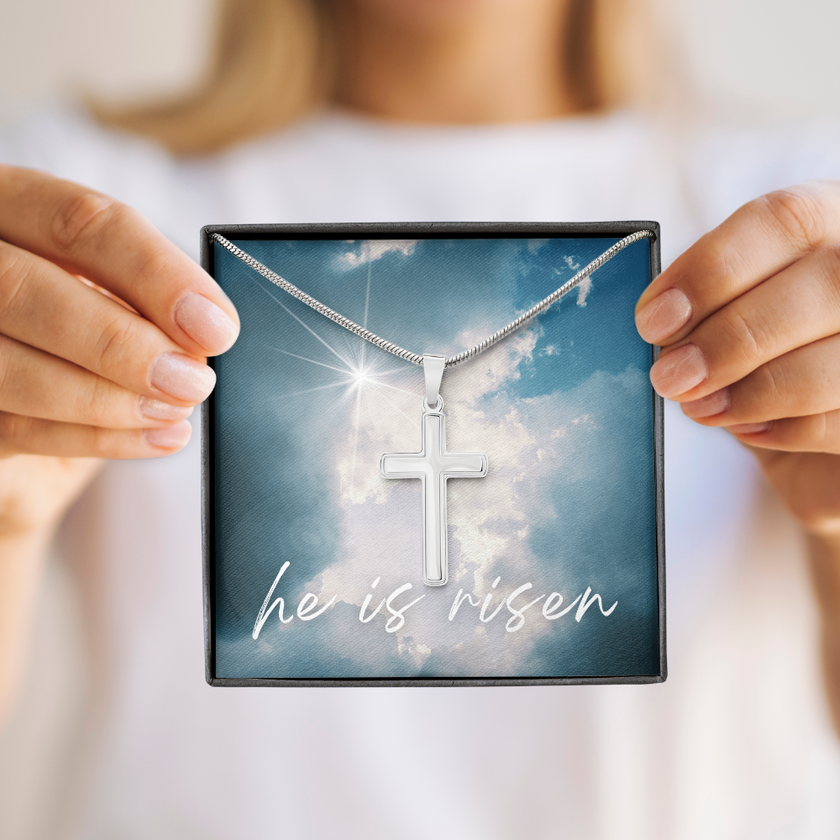 He Is Risen Cross Necklace – A Symbol of Faith and Hope