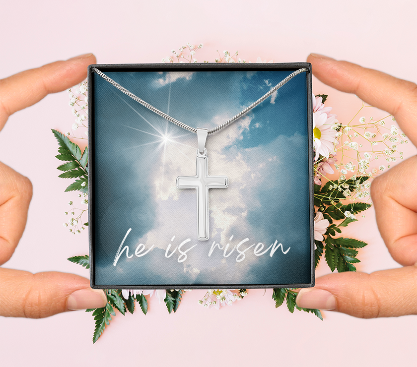 He Is Risen Cross Necklace – A Symbol of Faith and Hope