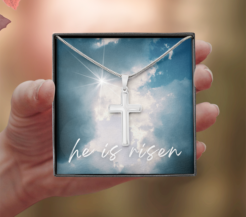 He Is Risen Cross Necklace – A Symbol of Faith and Hope