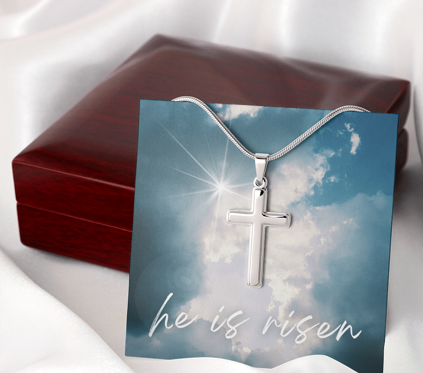 He Is Risen Cross Necklace – A Symbol of Faith and Hope