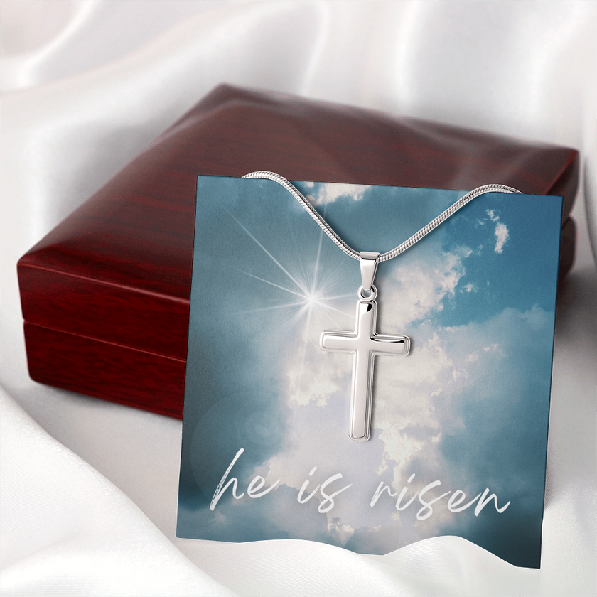 He Is Risen Cross Necklace – A Symbol of Faith and Hope