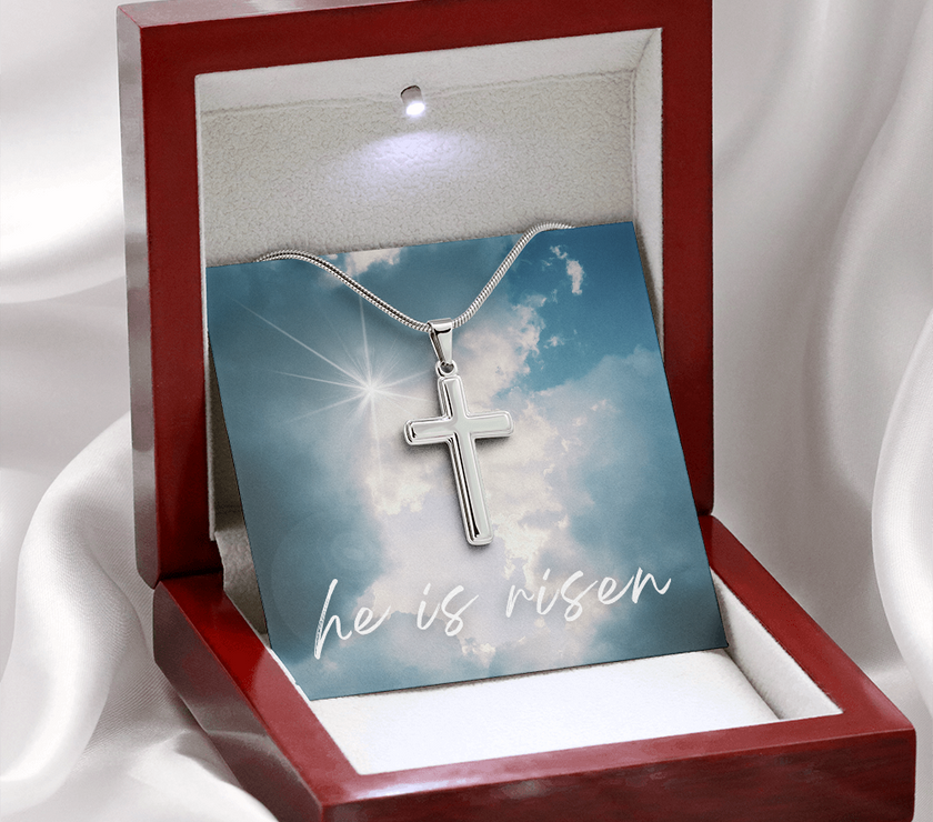 He Is Risen Cross Necklace – A Symbol of Faith and Hope