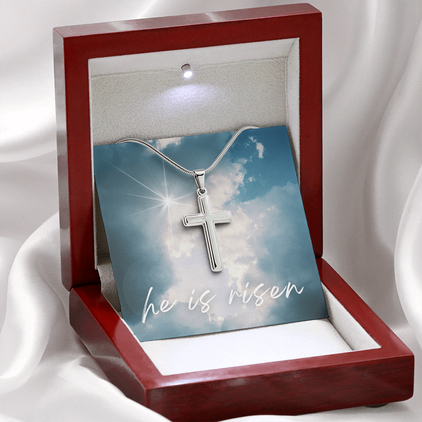 He Is Risen Cross Necklace – A Symbol of Faith and Hope