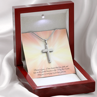 Coss necklace with Easter message “Because of you, I have learned that love, faith, and hope are the greatest treasures in life. May this Easter bring you as much joy as you have given me.”