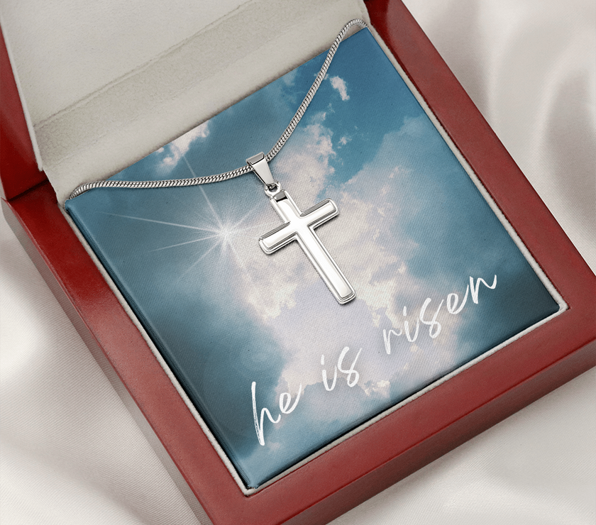 He Is Risen Cross Necklace – A Symbol of Faith and Hope