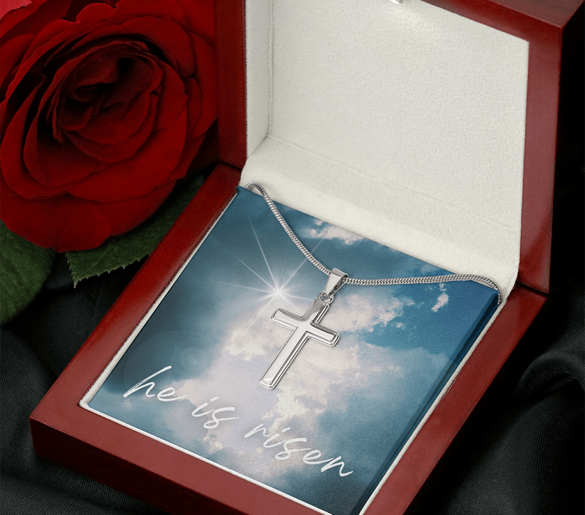 He Is Risen Cross Necklace – A Symbol of Faith and Hope