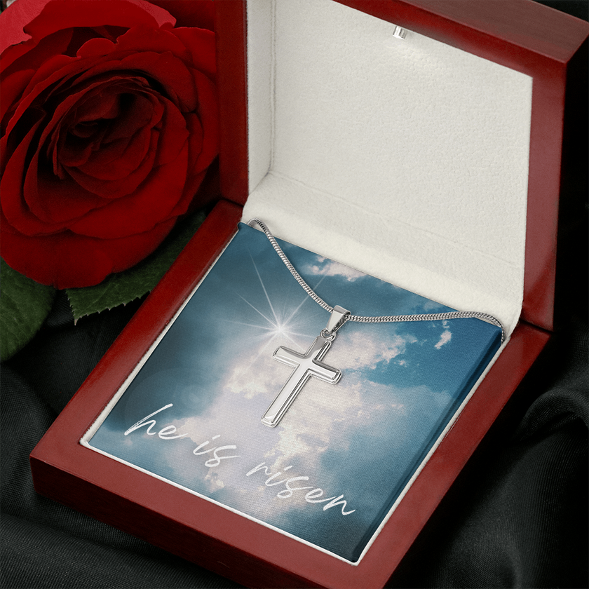 He Is Risen Cross Necklace – A Symbol of Faith and Hope