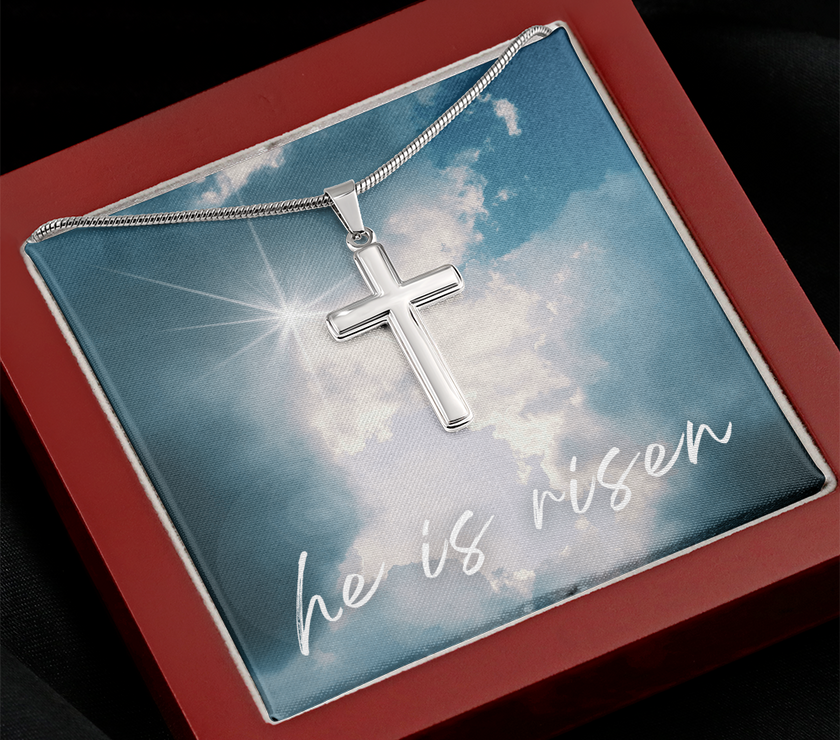 He Is Risen Cross Necklace – A Symbol of Faith and Hope