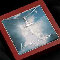 He Is Risen Cross Necklace – A Symbol of Faith and Hope
