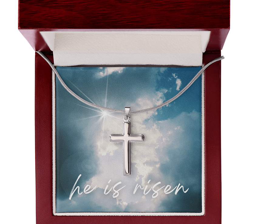He Is Risen Cross Necklace – A Symbol of Faith and Hope