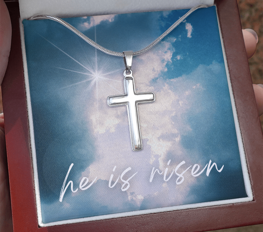 He Is Risen Cross Necklace – A Symbol of Faith and Hope