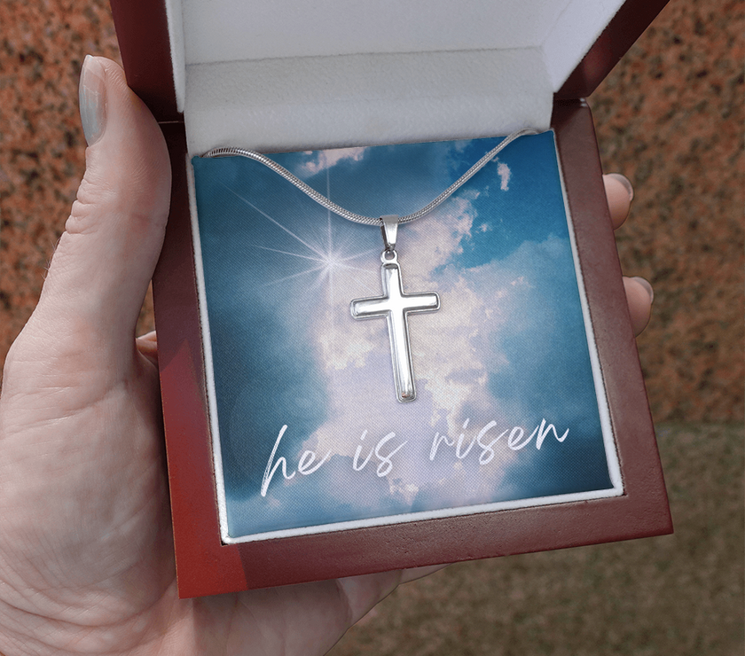He Is Risen Cross Necklace – A Symbol of Faith and Hope