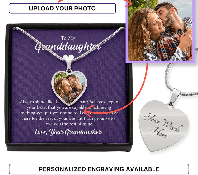Custom Photo Heart Necklace For My Granddaughter
