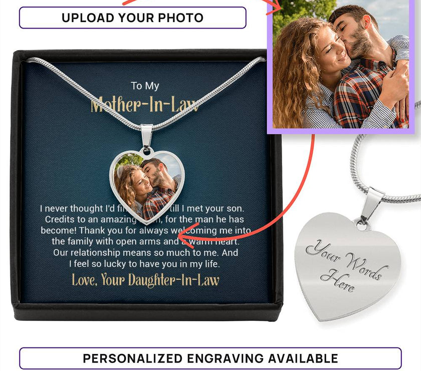 Custom Photo Heart Necklace For My Mother-In-Law