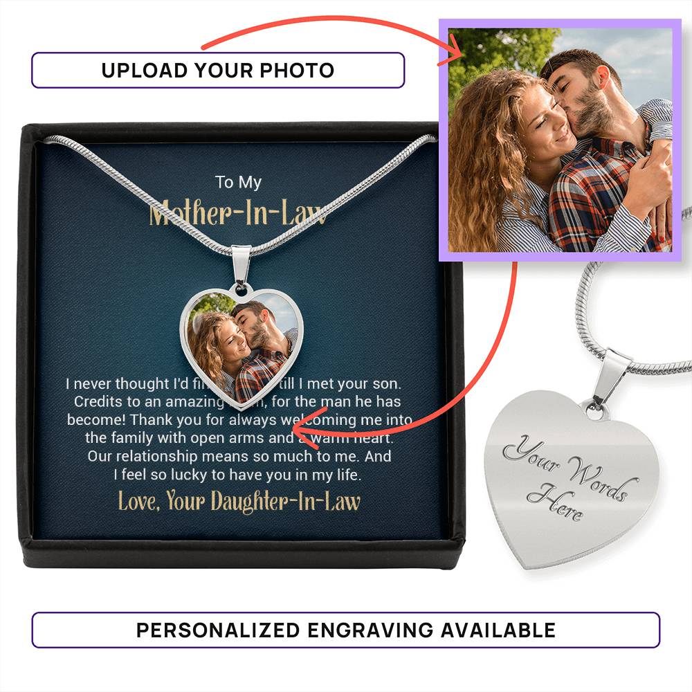 Custom Photo Heart Necklace For My Mother-In-Law