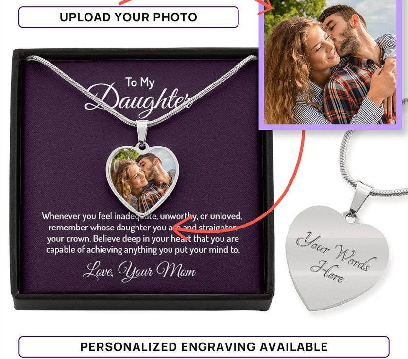 Custom Photo Heart Necklace For My Daughter