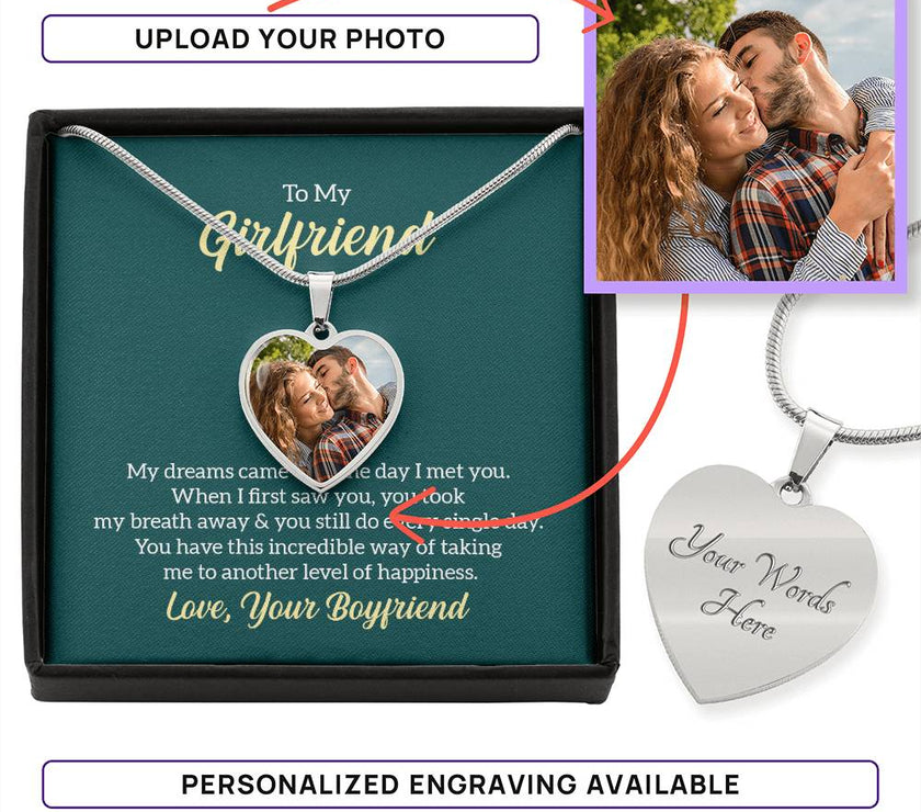 Custom Photo Heart Necklace For My Girlfriend