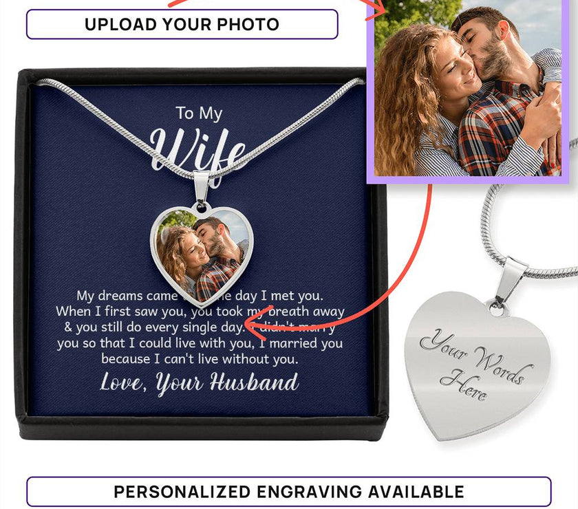 Custom Photo Heart Necklace For My Wife