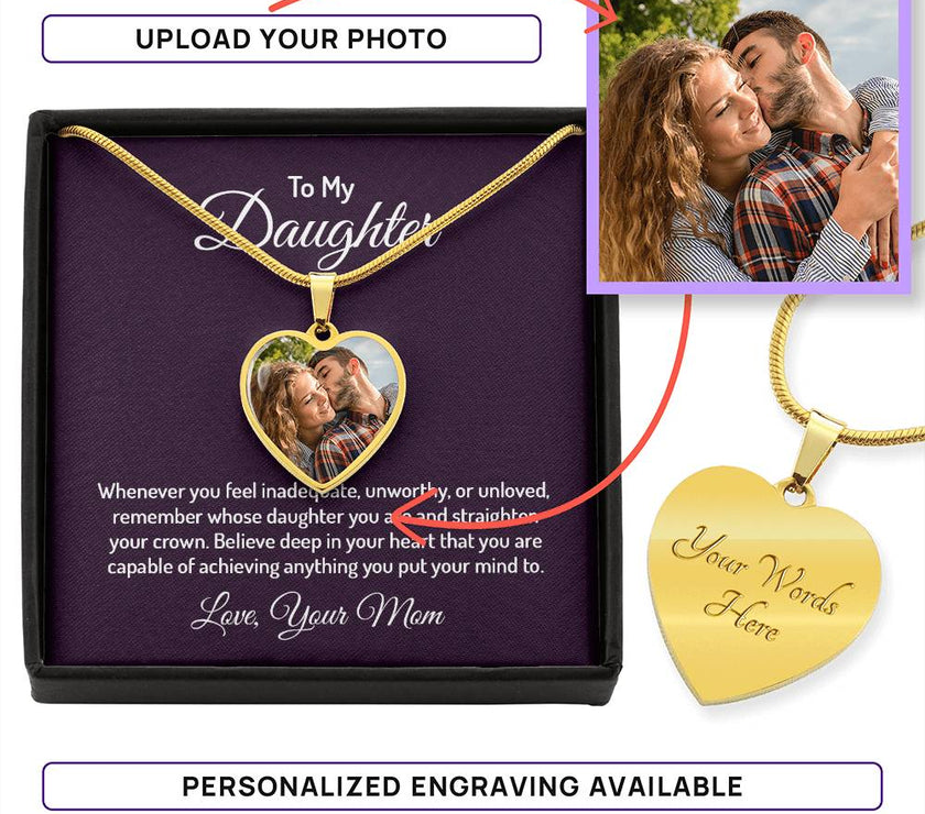 Custom Photo Heart Necklace For My Daughter