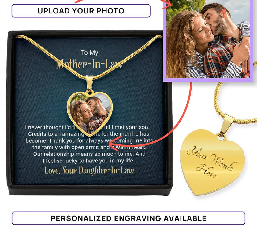Custom Photo Heart Necklace For My Mother-In-Law