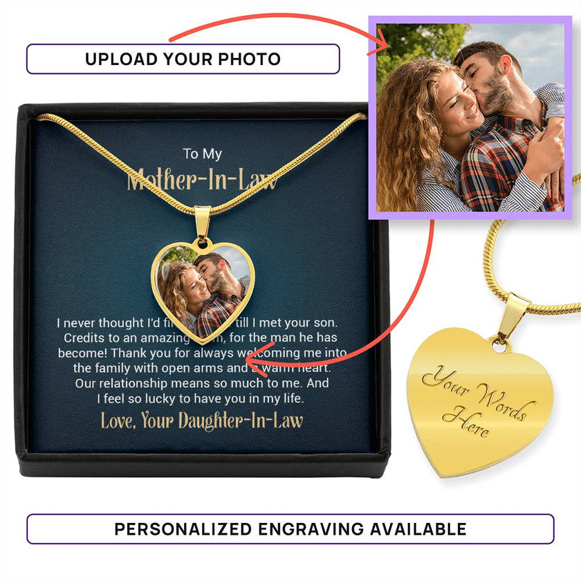 Custom Photo Heart Necklace For My Mother-In-Law