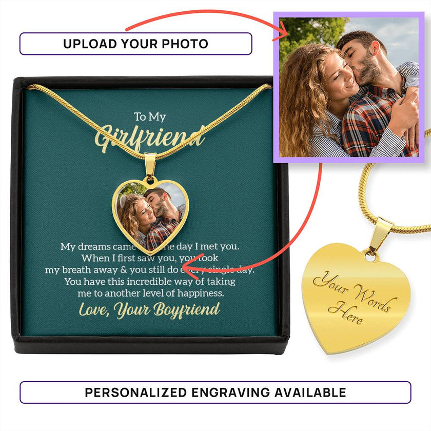 Custom Photo Heart Necklace For My Girlfriend