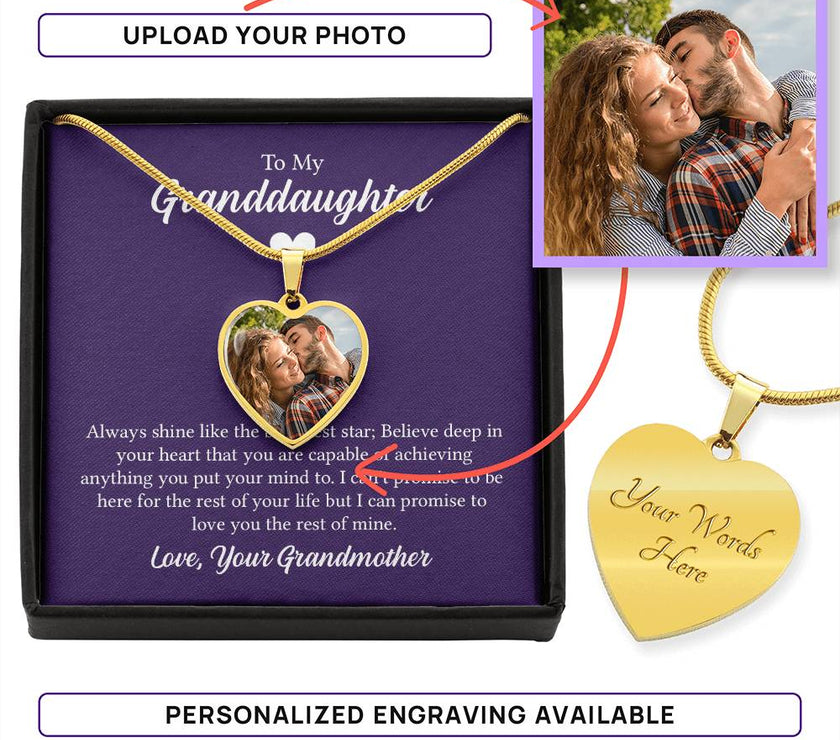 Custom Photo Heart Necklace For My Granddaughter