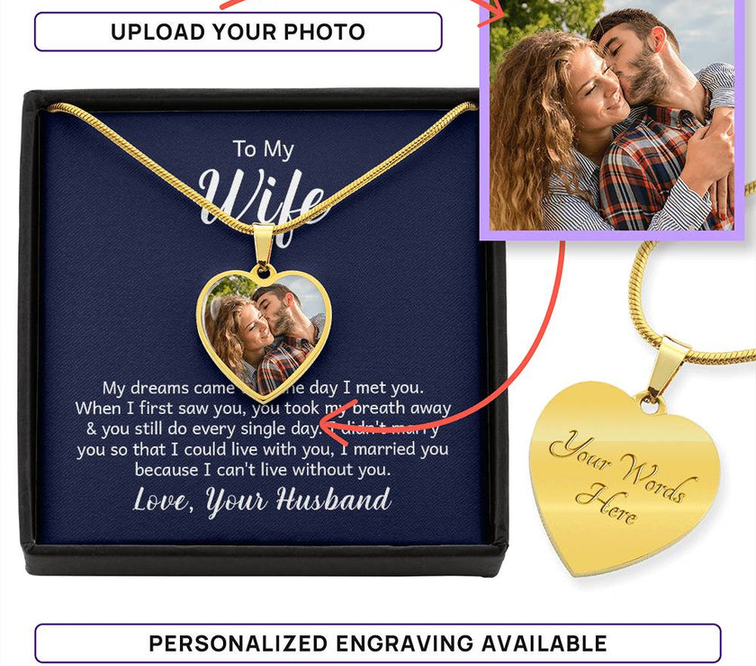Custom Photo Heart Necklace For My Wife