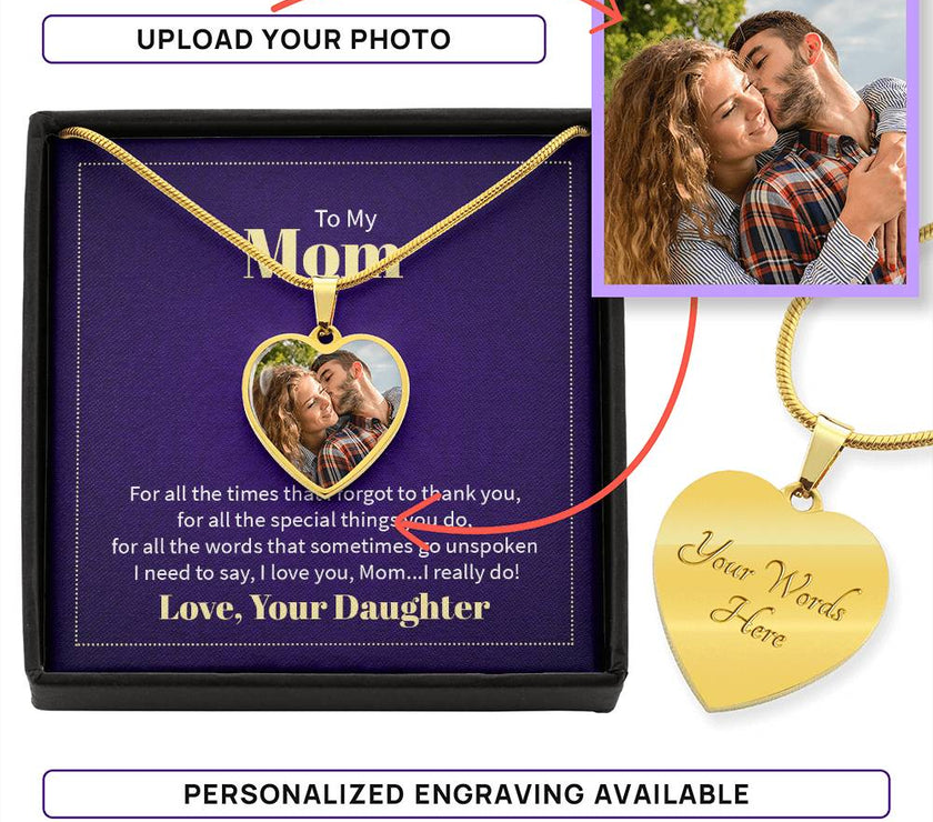 Custom Photo Heart Necklace For Mom