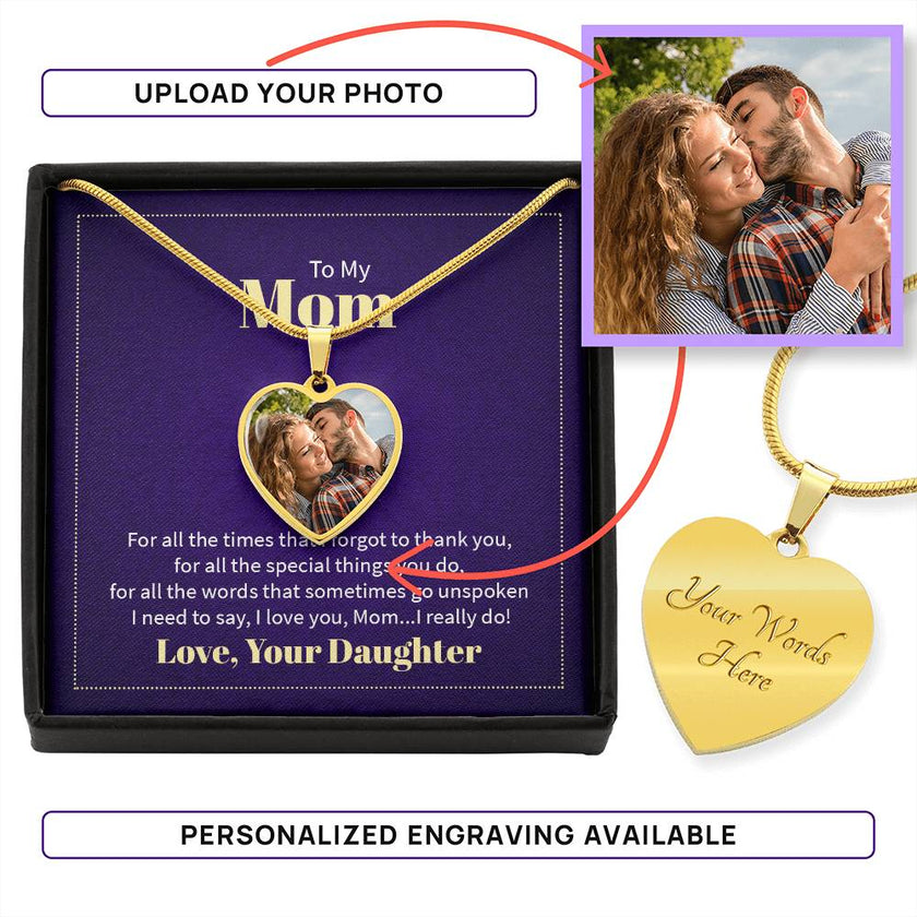 Custom Photo Heart Necklace For Mom