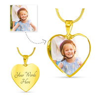 Custom Photo Necklace for Mom – Heart Pendant with Tulip Card that says "Thank you for every hug, every word, and every quiet moment.  Happy Mother's Day, With all my Heart"