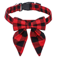 Red and black checkered bow tie on a white background