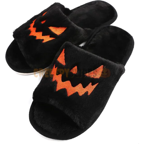 Black Pumpkin Slippers