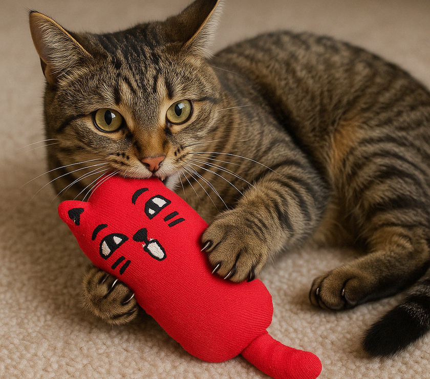 Cat playing with Rustle Sound Catnip Chew Toy

