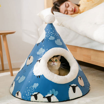 Triangle Mongolian yurt warm sleeping cat pet nest