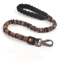 Camouflage dog leash with a carabiner on a white background
