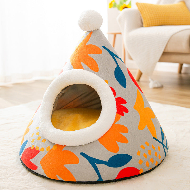 Triangle Mongolian yurt warm sleeping cat pet nest