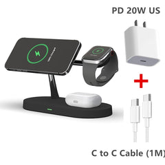 3-in-1 horizontal cellphone wireless Charger with C to C cable