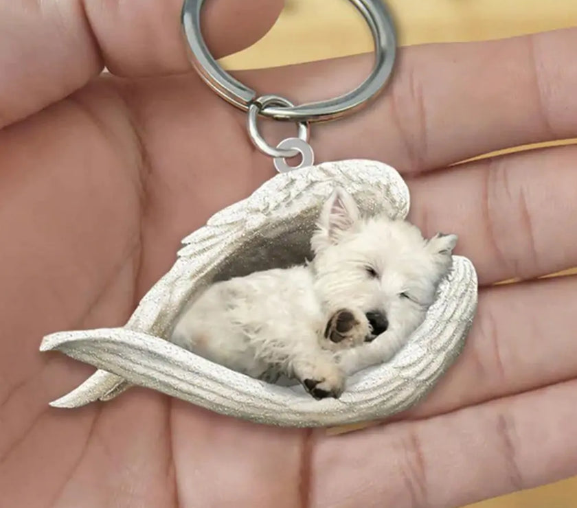 Dog Sleeping Angel Keychains