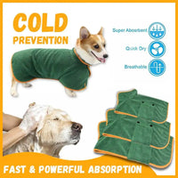 Green Multi-purpose Soft Dog Bathrobe