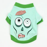 Pet shirt with a cartoon zombie design on a white background