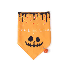 Halloween-themed bandana with a pumpkin face and 'Trick or Treat' text on an orange background.