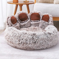 Pet Bear Paw Shape House Bed  coffee